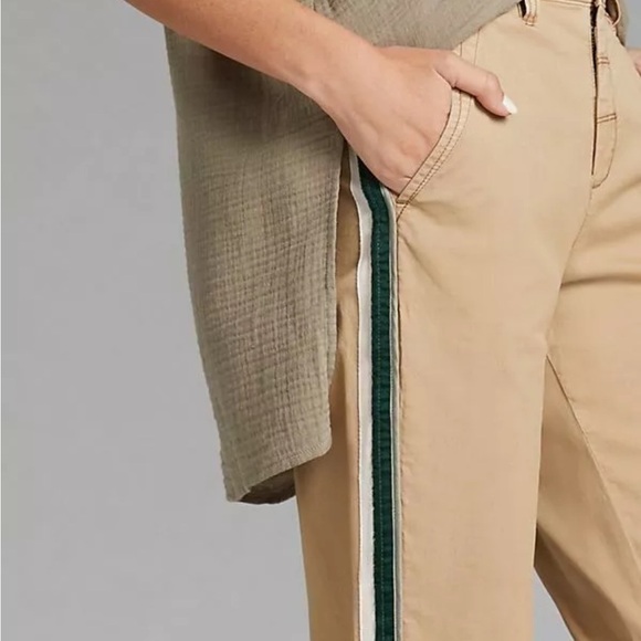 Anthropologie Pilcro The Easton Chino Pant Khaki Green Stripe Pockets Sz 29 - Picture 2 of 16